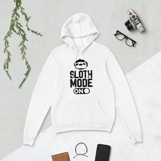 Sloth Mode White Bella + Canvas Hoodie