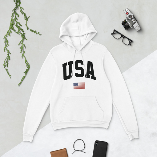 USA White Bella + Canvas Hoodie